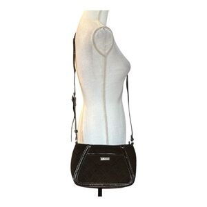 Vera Bradley Trimmed Trapeze Crossbody Bag Purse Quilted Microfiber Espresso